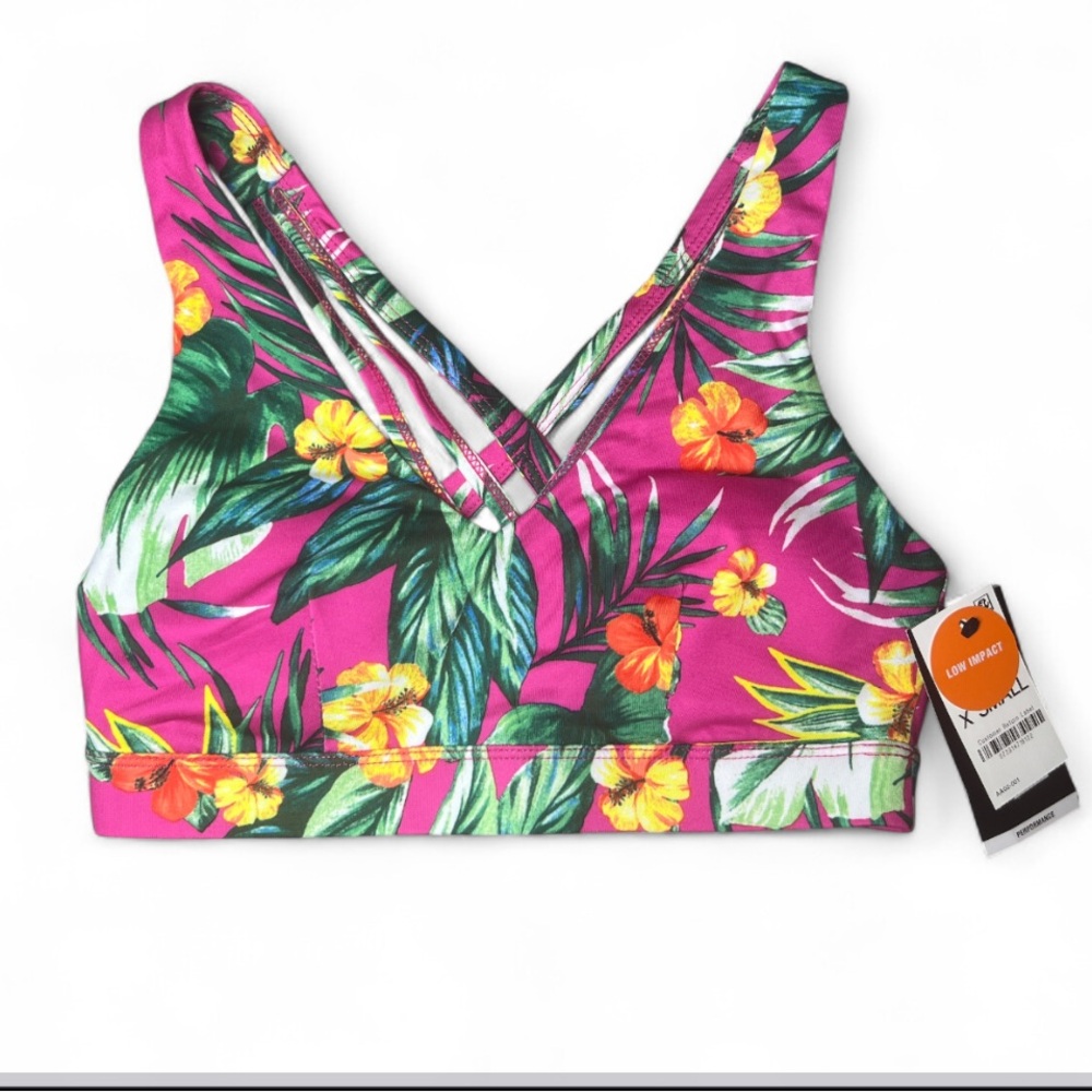 NWT IDEOLOGY Tropical Floral Sports Bra XS